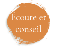 Logo orange avec texte "Écoute et conseil".